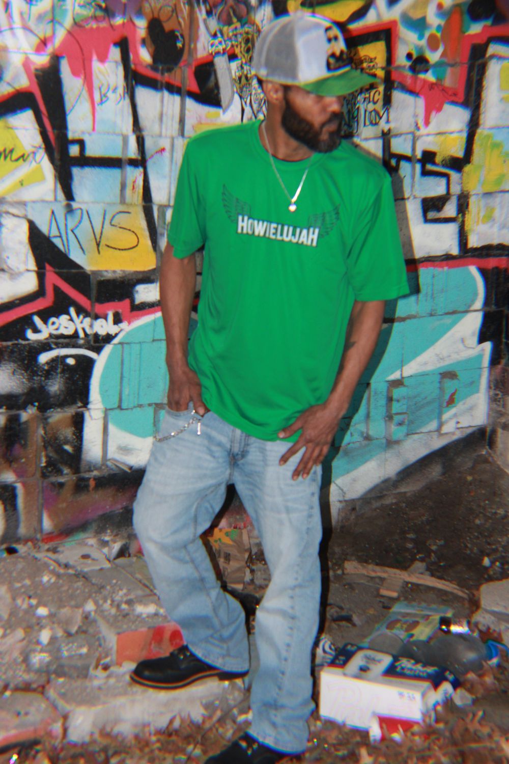 Gateway Letters Tee – Green/Gray gallery image 3