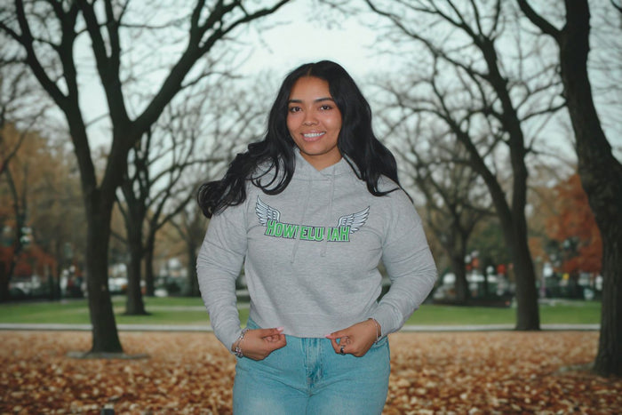 Women's Gray Crop Hoodie featured product image
